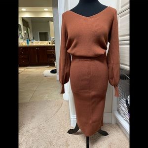 Abercrombie and Fitch matching sweater skirt set. Size XS. Cognac